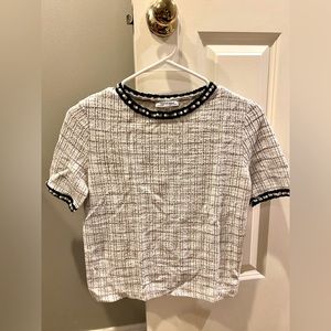 Used - Zara textured weave top with pearls